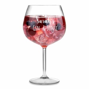 Personalised Gin Glasses, Engraved Large Gin Glass Birthday Gin Gift G&T Gin and Tonic Glass Mother's Day Glass Christmas Gin Gift image 4