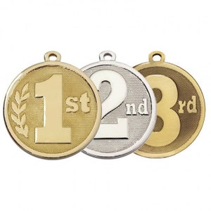 Engraved Sports Medal Award Complete with Medal Ribbon - 1st, 2nd or 3rd Place Personalized Medals Achievement Trophy