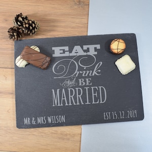 Christmas Wedding Serving Board, Wedding Placemats, Wedding Cheese Board - Eat Drink and Be Married - Wedding Gift for the Bride & Groom