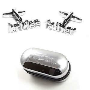 Father of the Bride Cufflinks & Engraved Gift Box -  Wedding Cufflinks, Cufflink for Men, Personalised Cufflinks Box, Brides Father