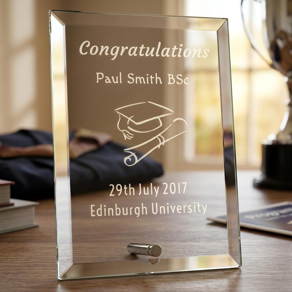 Personalised Graduation Glass Plaque – Engraved University Academic ...