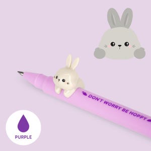 Bolígrafo de gel borrable Legami Lovely Friends morado - Conejito, bolígrafo de conejo, bolígrafo bonito, papelería infantil, bolígrafo de conejo, bolígrafos de gel