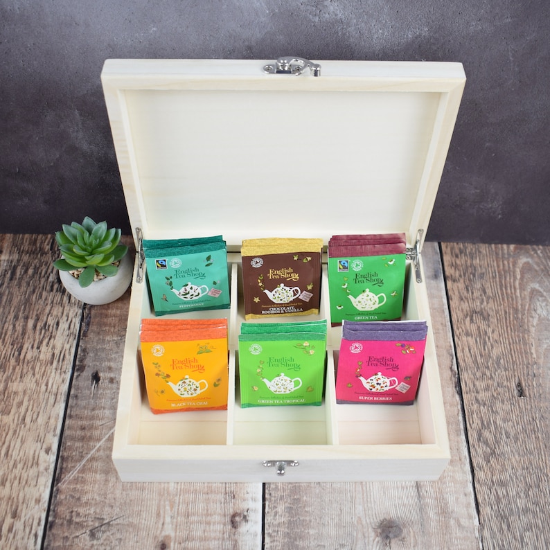 Personalised Engraved Tea Storage Box Perfect Custom Gift For Tea Lovers, Bespoke Tea Boxes, Engraved Tea Caddy Tea Storage Box Tea Time image 5