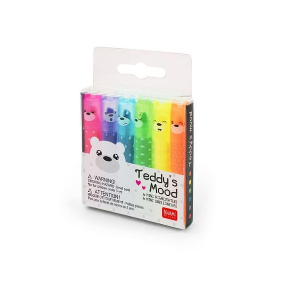 レガミ テディのムード - ミニ蛍光ペン 6 本セット、洗える