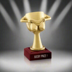 Personalised Booby Prize Trophy Novelty Award, Adults Gag Gift, FREE ENGRAVING, Gold Personalised Booby Novelty Trophy