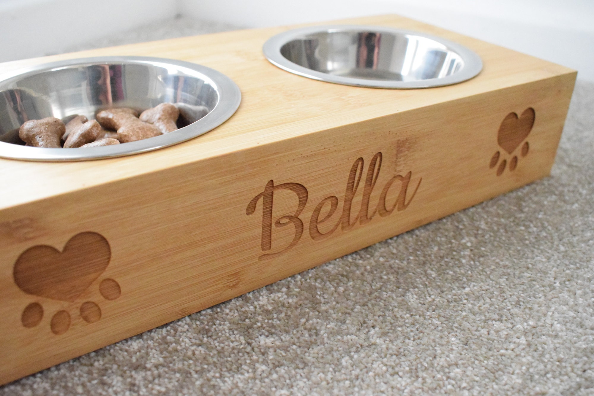 Personalisierte Hundenäpfe, Bambus Holz graviert personalisierte Hundenäpfe, personalisiertes Haustier Geschenk, personalisierte Haustiernäpfe Geschenk