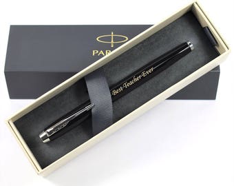 Parker IM Black with Chrome Trim Rollerball Pen, Personalised Pen, Engraved Pen, Graduation Gift, Wedding Gift, Christmas Gift (1931658)