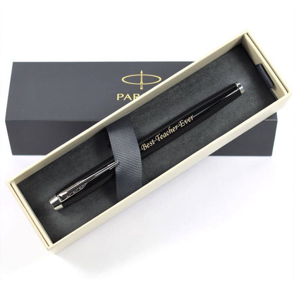 Parker IM Black with Chrome Trim Rollerball Pen, Personalised Pen, Engraved Pen, Graduation Gift, Wedding Gift, Christmas Gift (1931658)