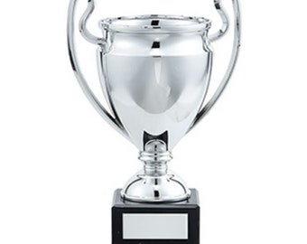 Silberfarbener Fußballpokal - KOSTENLOSE GRAVUR - Fußballwettbewerbspreise, Silberne Trophäe