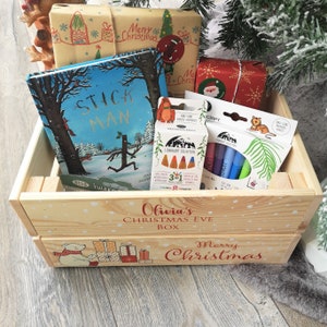 Personalised Christmas Eve Box For Children, Personalised Wooden Crate Ready To Fill With Gifts Cute Polar Bear Solid Pine Wood image 5