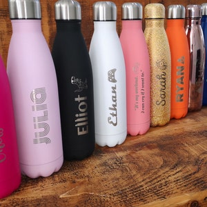 Personalised Water Bottle ENGRAVED Gym Bottle, Reusable Bottle, Insulated Hot/Cold Flask image 6