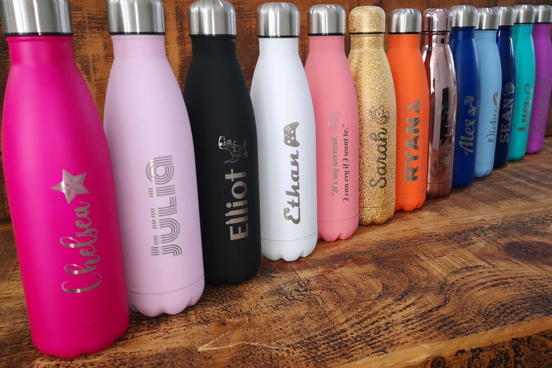 Personalised Water Bottle ENGRAVED Gym Bottle, Reusable Bottle, Insulated Hot/Cold Flask image 6