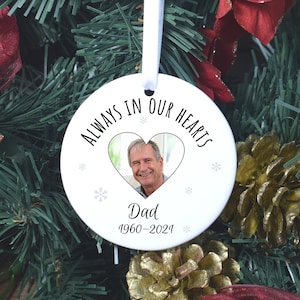 Personalised Photo Dad Memory Christmas Tree Bauble - Christmas Decorations, Dad Memory Baubles, Dad Memorial Ornament