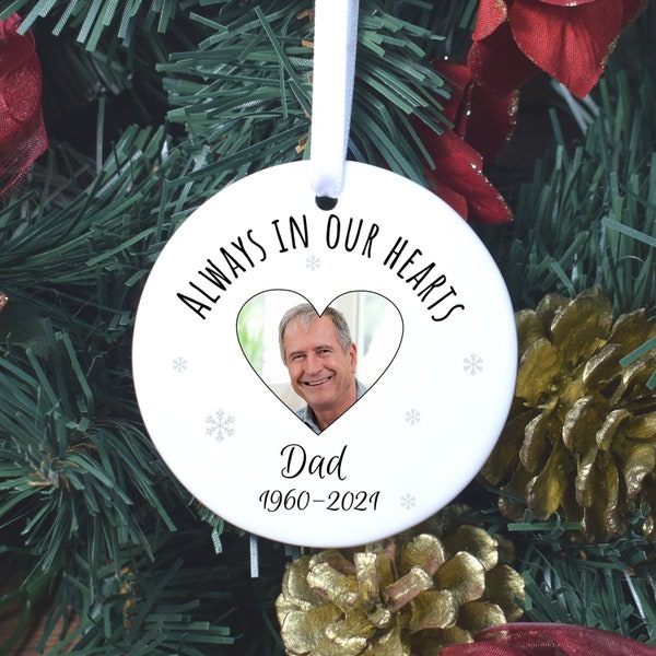 Personalised Photo Dad Memory Christmas Tree Bauble - Christmas Decorations, Dad Memory Baubles, Dad Memorial Ornament