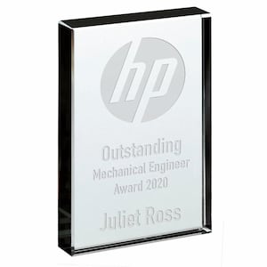 Personalised Clear Glass Block Award, Laser Engraved Glass Award, Add your own Logo, Corporate Glass Plaque Award