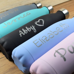 Personalised Water Bottle ENGRAVED Gym Bottle, Reusable Bottle, Insulated Hot/Cold Flask image 2