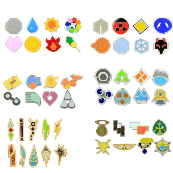 Pokemon Gym Badges: Gen 1 - 6 Bundle