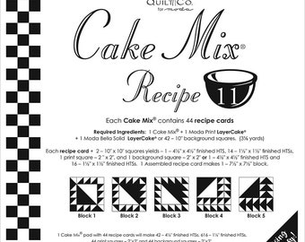 Cake Mix Recipe 11 by Miss Rosie's Quilt Co. - 44 recipe cards for use with Layer Cakes