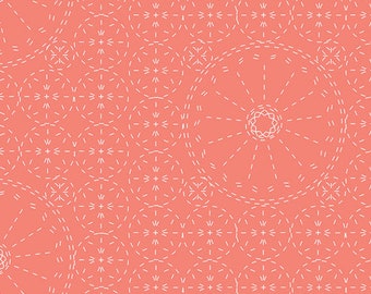 Wild Bloom - Sashiko Florette Coral by Bari J for Art Gallery Fabrics, floral, 1/2 yd cut, WBL-22038