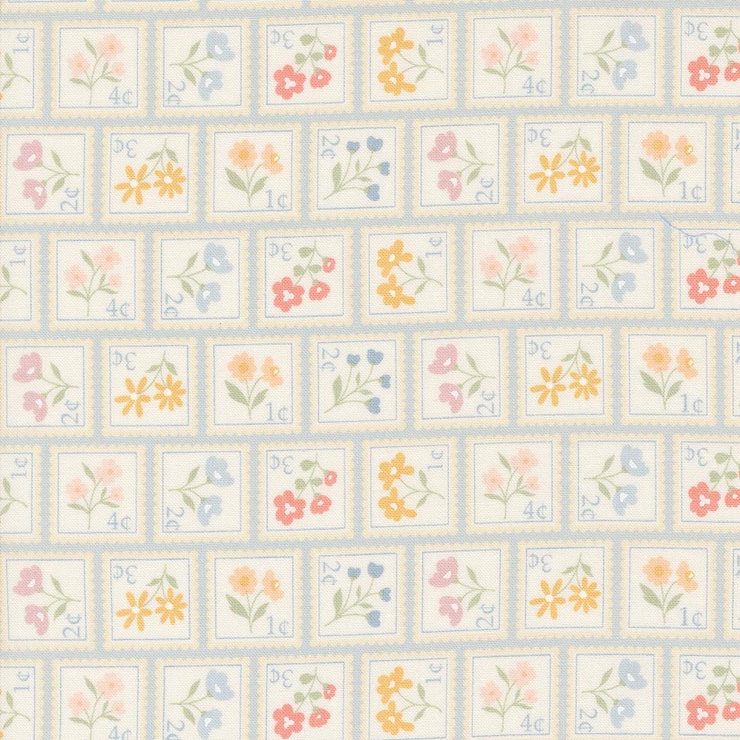 Cottage Charm - Sweet Stamps Powder Blue by Heather Briggs with My Sew Quilty Life for Moda Fabrics, 1/2 yard, 31751 21