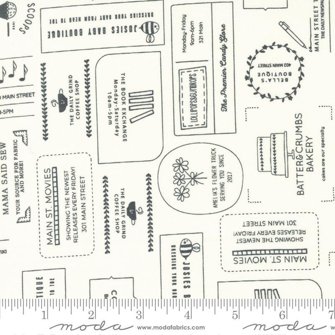 Main Street - the Shops Text Vanilla by Sweetwater for Moda Fabrics, 1/ ...
