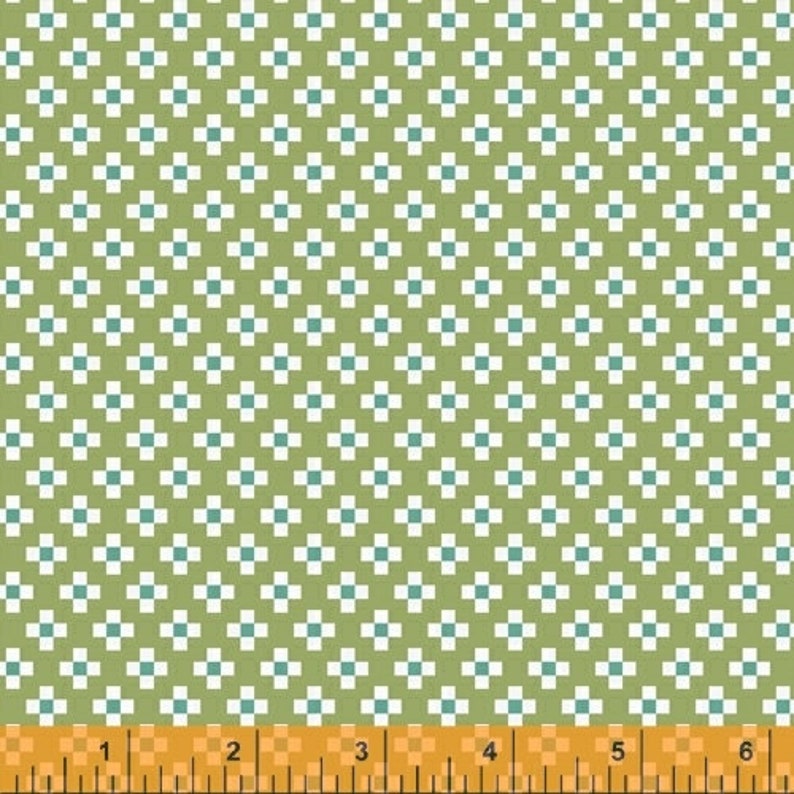 Backyard Blooms Four Square Lime by Allison Harris for | Etsy