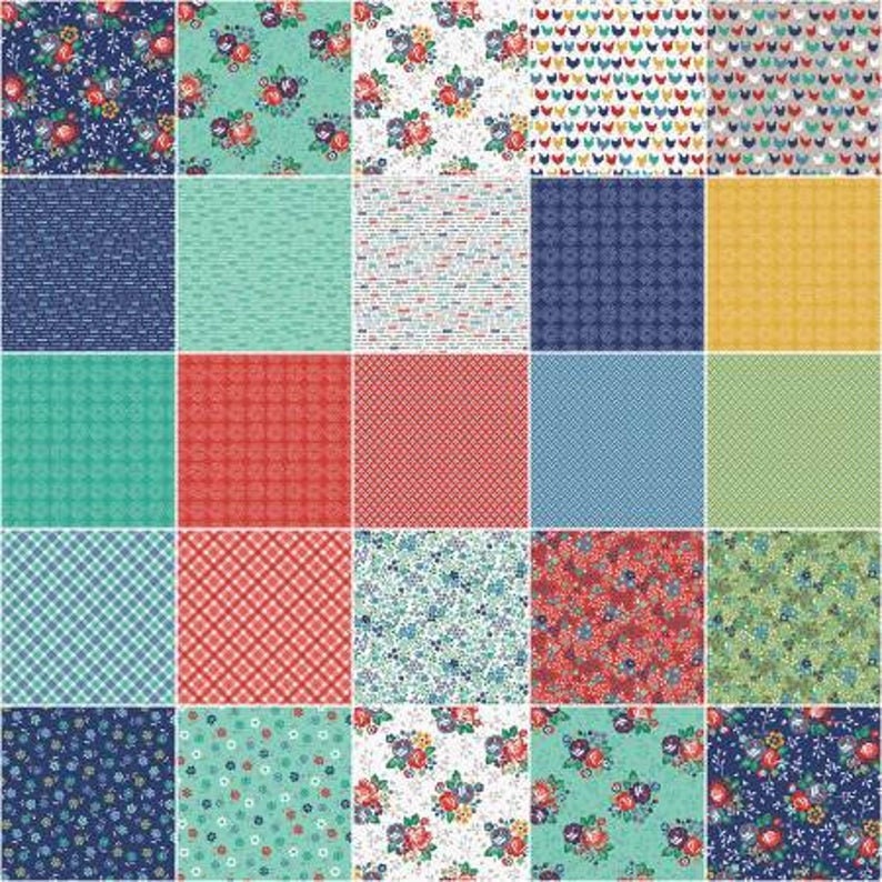 Backyard Blooms Four Square Lime by Allison Harris for | Etsy