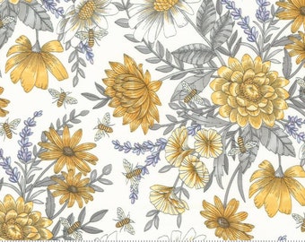 Honey Lavender - Floral Bees Milk by Deb Strain for Moda Fabrics, 1/2 yd,  plaid, 56083 11