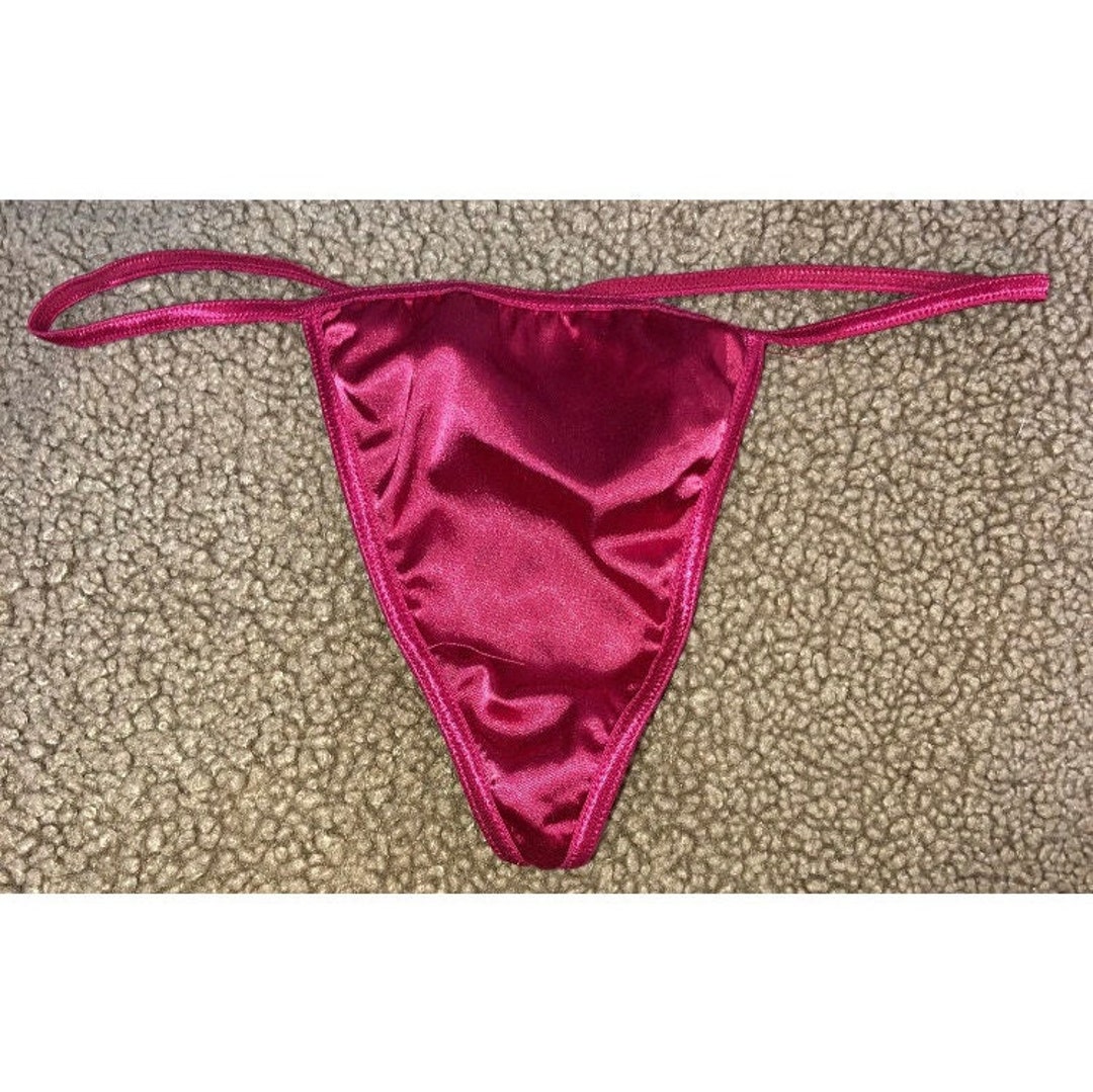 Vintage Satin Thong Panties V-string Lipstick Red Sissy Glossy - Etsy
