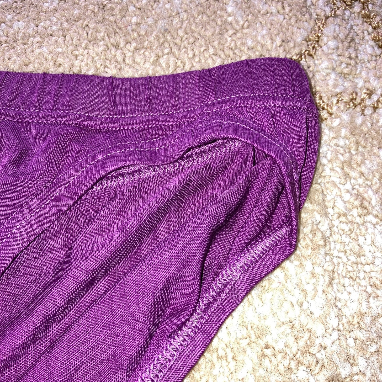 Vintage 1960s Purple Happy 100% Silk Bikini Briefs Underwear Silky Smooth  Satin Shiny Smooth Mens M 