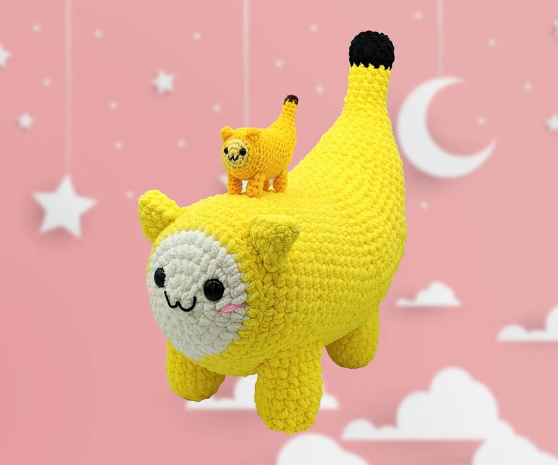 Jumbo Catnana Crochet Amigurumi Big Banana Cat Crochet Etsy