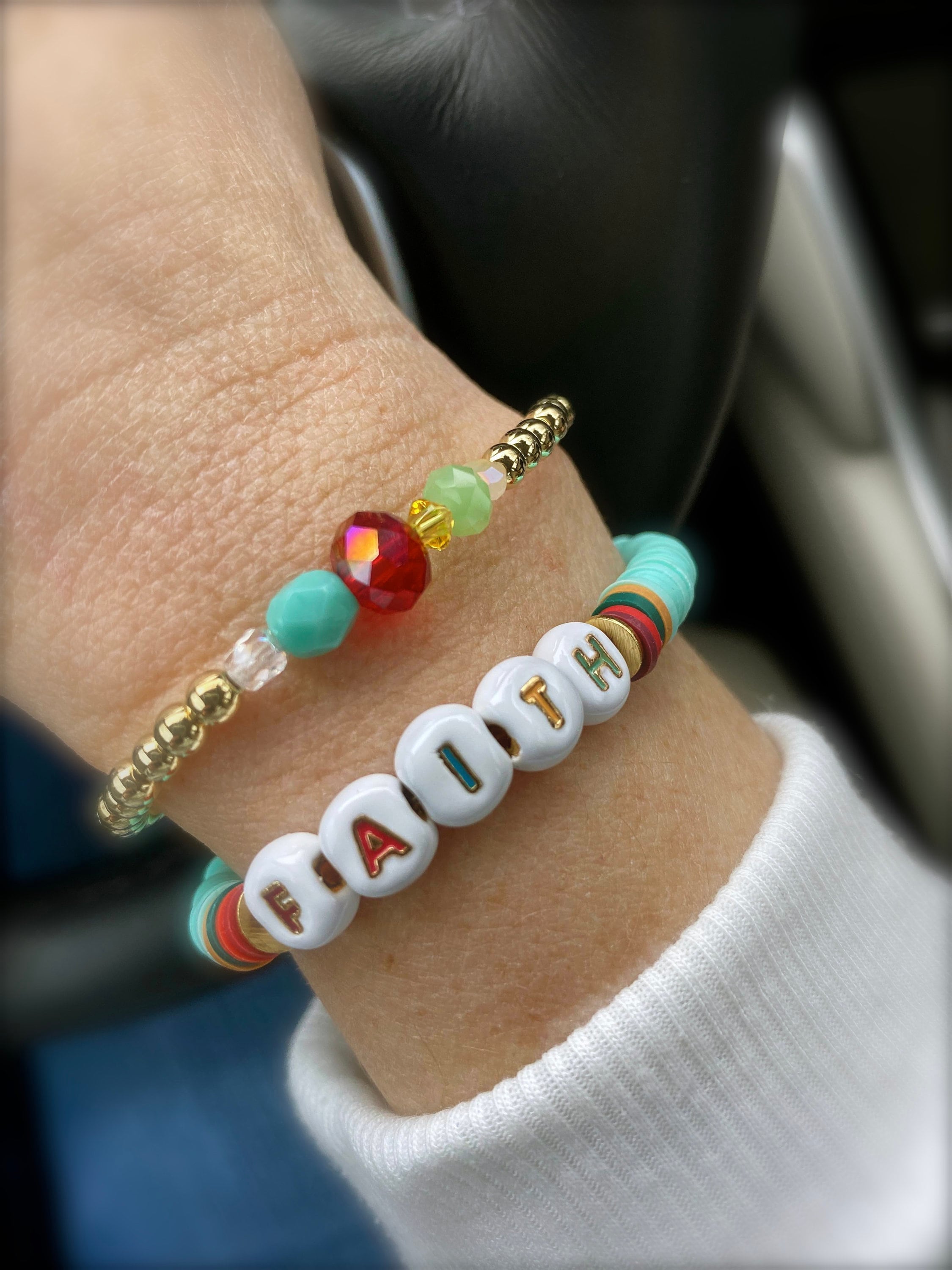 Faith Enamel Bead Bracelet Colorful Bracelet Bead Bracelet Etsy