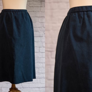 Vintage 1970s Navy Blue Suede A-Line Skirt image 1