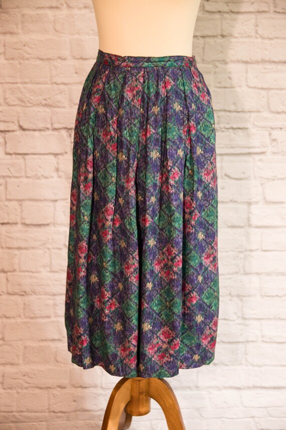 Vintage Multicolored 1980s Print Skirt Grunge Rai… - image 2