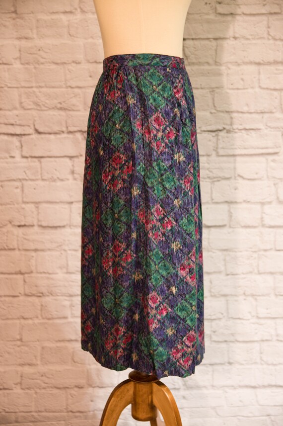 Vintage Multicolored 1980s Print Skirt Grunge Rai… - image 3