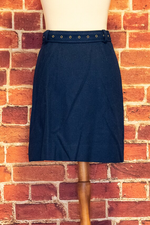 Vintage 1960s Navy Blue Belted Mini Wrap Skirt - image 4