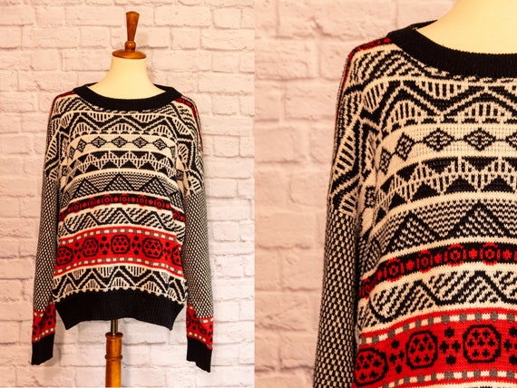 Vintage 1980s Chunky 100% Acrylic Knit Sweater - image 1