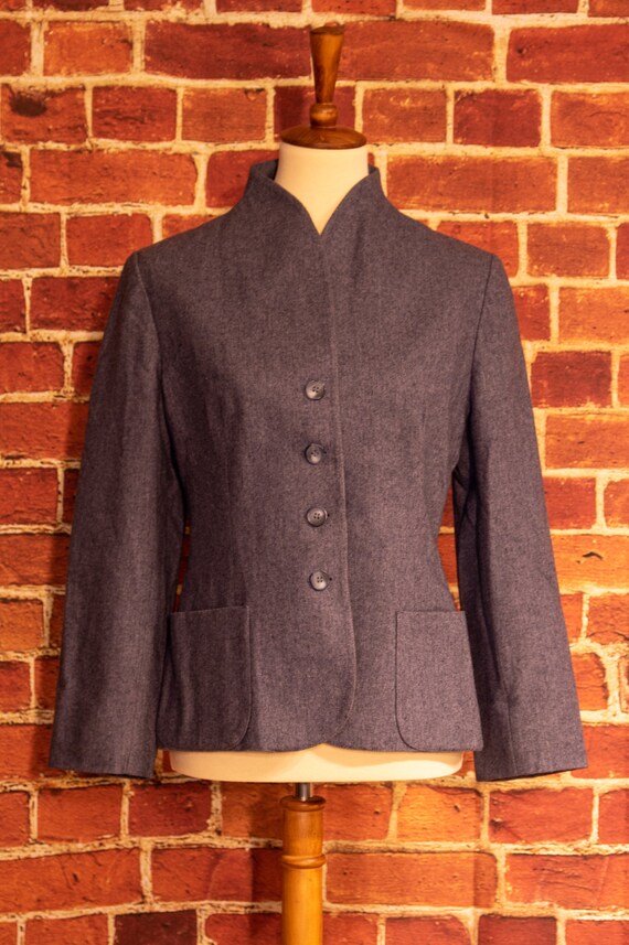 Vintage 1980s Grey Wool Blend Blazer - image 3