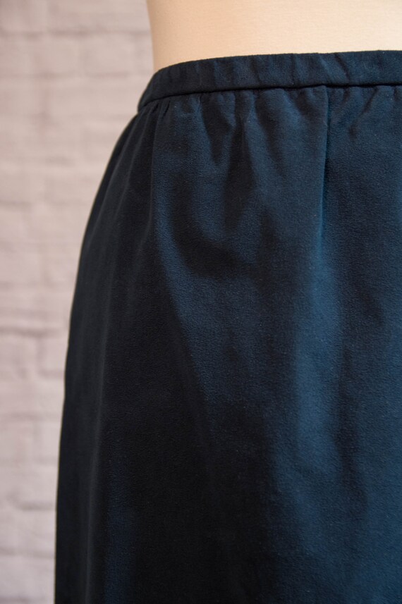 Vintage 1970s Navy Blue Suede A-Line Skirt - image 5