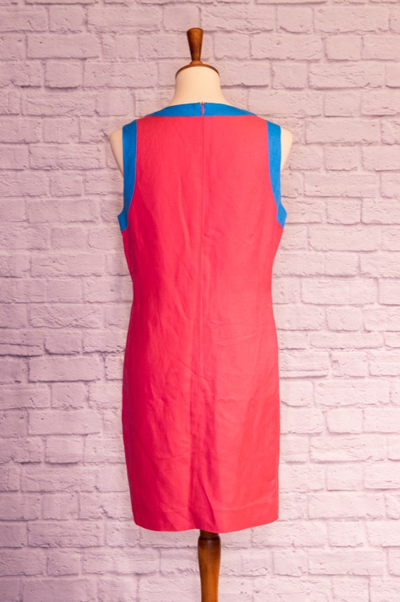 Vintage 80s does 60s Neon Pink and Blue Mod Dress - image 4