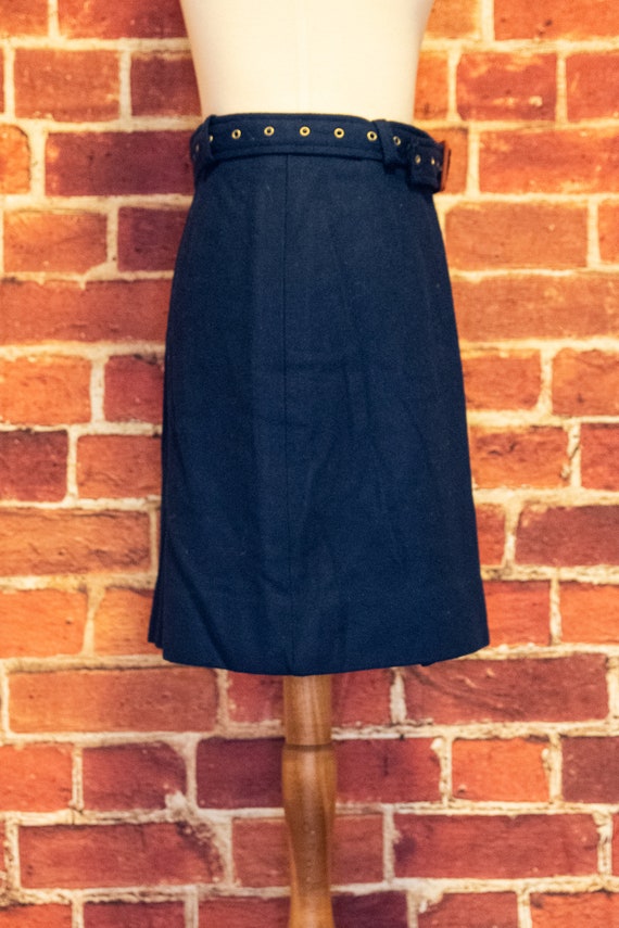 Vintage 1960s Navy Blue Belted Mini Wrap Skirt - image 3