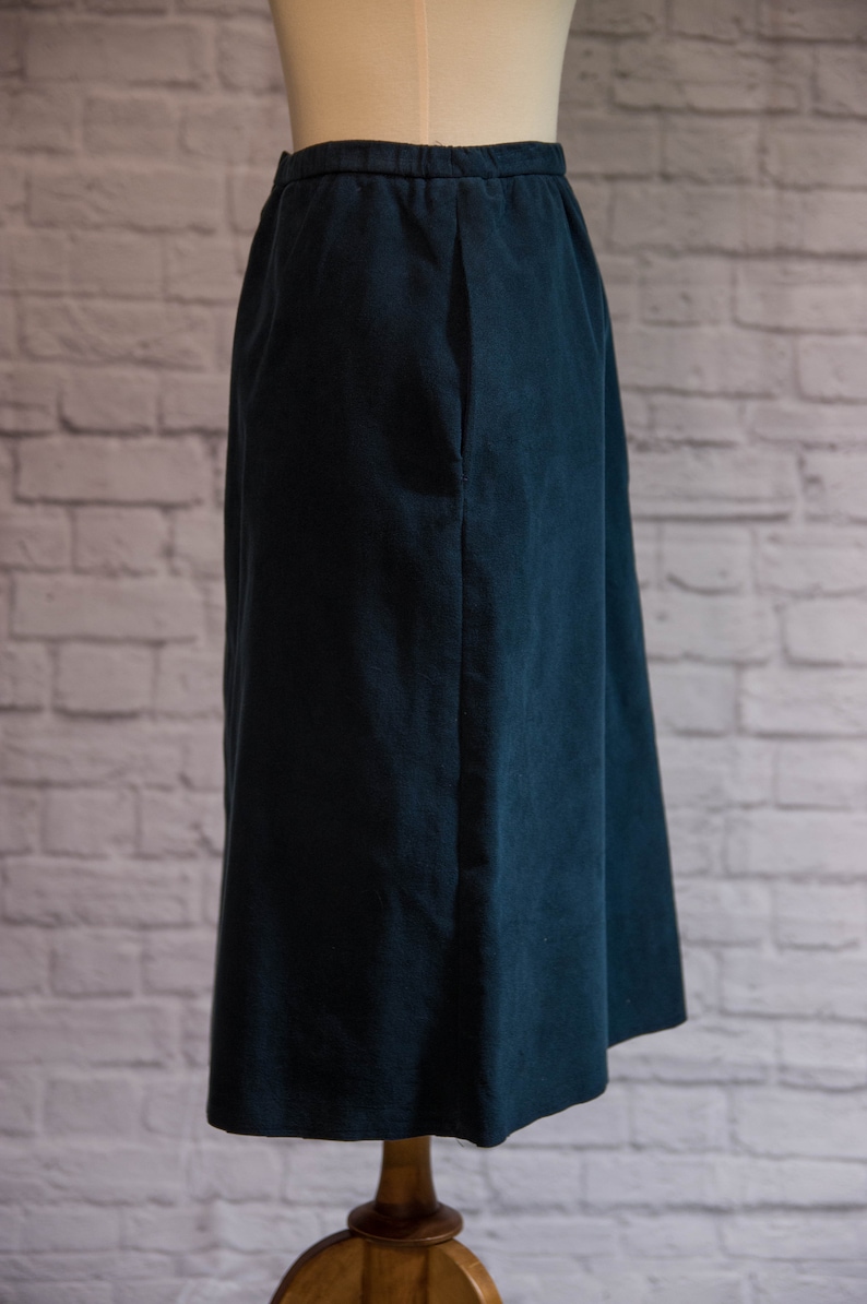 Vintage 1970s Navy Blue Suede A-Line Skirt image 3