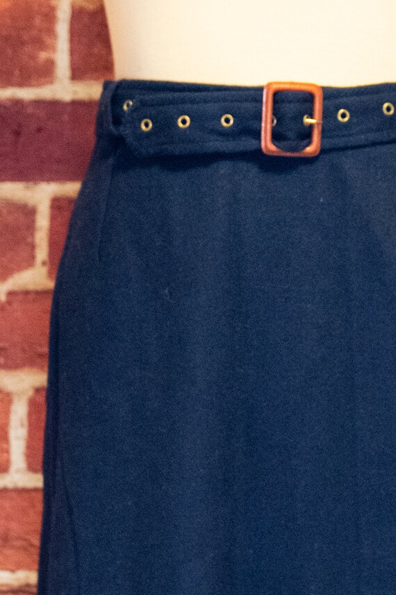 Vintage 1960s Navy Blue Belted Mini Wrap Skirt - image 5