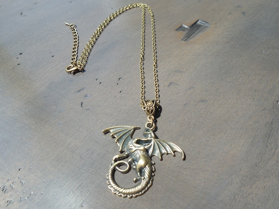 Mens necklace Fashion 2019 Necklace Pendant Dragon 44X24Mm Antique Bronze Color Necklace Jewelry Chain Fashion Accessories Mens necklace Fashion 2019 Necklace Pendant Dragon 44X24Mm Antique Bronze Color Necklace Jewelry Chain Fashion Accessories