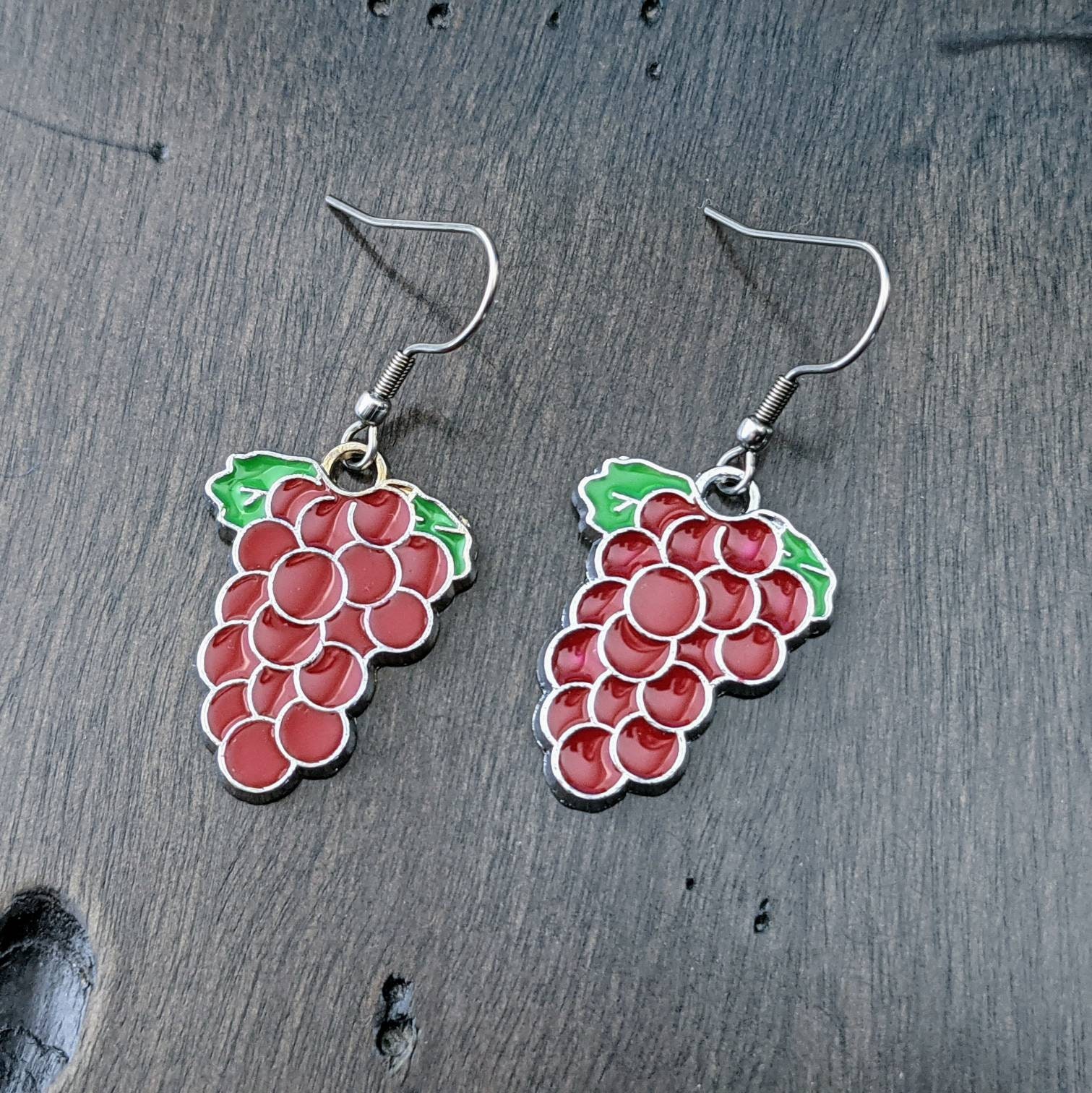 Red grape earrings fruit earrings wine lover vine jewel Etsy