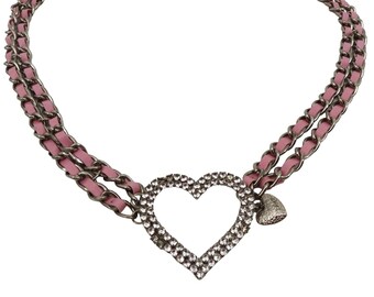 Y2K Womens One Size OSFM Silver Tone Metal Rhinestone Heart Chain Waist Belt