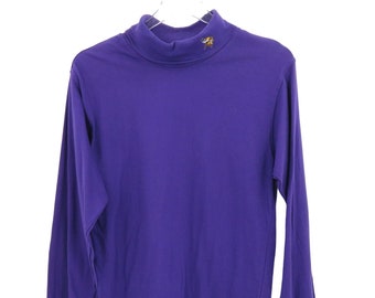 VTG Grande chemise à col roulé brodée violet Minnesota Vikings 14/16 pour femme