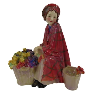 Royal Doulton Bonnie Lassie HN1626 England Porcelain Woman Flowers Figurine VTG