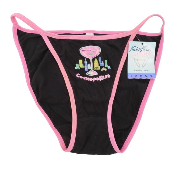 Nick & Nora Confidential Womens Large Low Rise Bikini Panty Black Pink NEW  NWT 