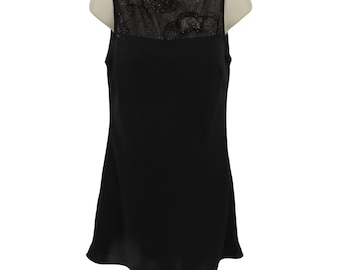 VTG Evan Picone Women 6 Black Paisley Scroll Glittered Mesh Sleeveless Dress 90s